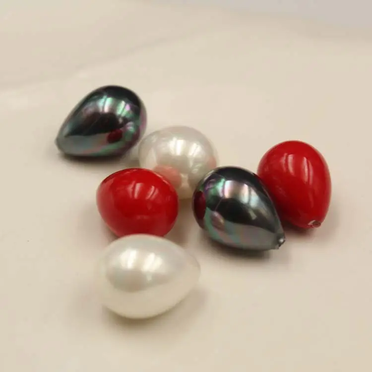 Prezzo franco fabbrica 10*13mm, 12*16mm, mm perla di vetro a forma di lacrima con mezzo foro, utilizzata per la creazione di gioielli orecchino fai-da-te