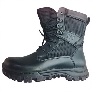 SFB116 PAP Leather Tactical <b>Boots</b> Black Mid Cut <b>Waterproof</b> Outdoor Men <b>Women</b> Hiking <b>Boot</b> - Product Image 1