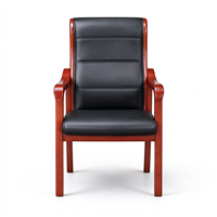 Chaise de conférence robuste avec structure en bois et revêtement en cuir PU, chaise de direction en gros pour salle de réunion