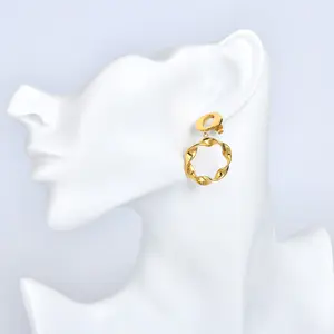 Accessories Women Fashion jewelry Earrings 18K Gold Plated Not Allergic Earrings in Stainless Steel Material