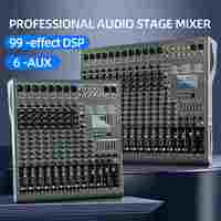 Console de mixage audio USB Gooermi MX14 14 canaux, 99 effets, carte son Bluetooth pour diffusion en direct, enregistrement en studio et scène