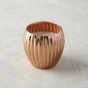 Pot à bougie en cuivre cannelé vertical – Récipient à cire en métal électroplaqué haute brillance pour parfum d'ambiance - Product Image 1