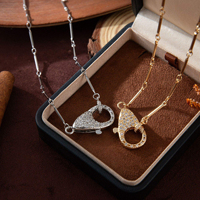 Collier tendance étanche en cuivre plaqué or 18 carats couleur argent avec chaîne à maillons et fermoir à ressort pour femme et couple