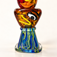 Sculpture Totem Clown en Verre Soufflé à la Main, Figurine Artistique Colorée à Visages Empilés pour Décoration d'Étagère de Salon et d'Entrée