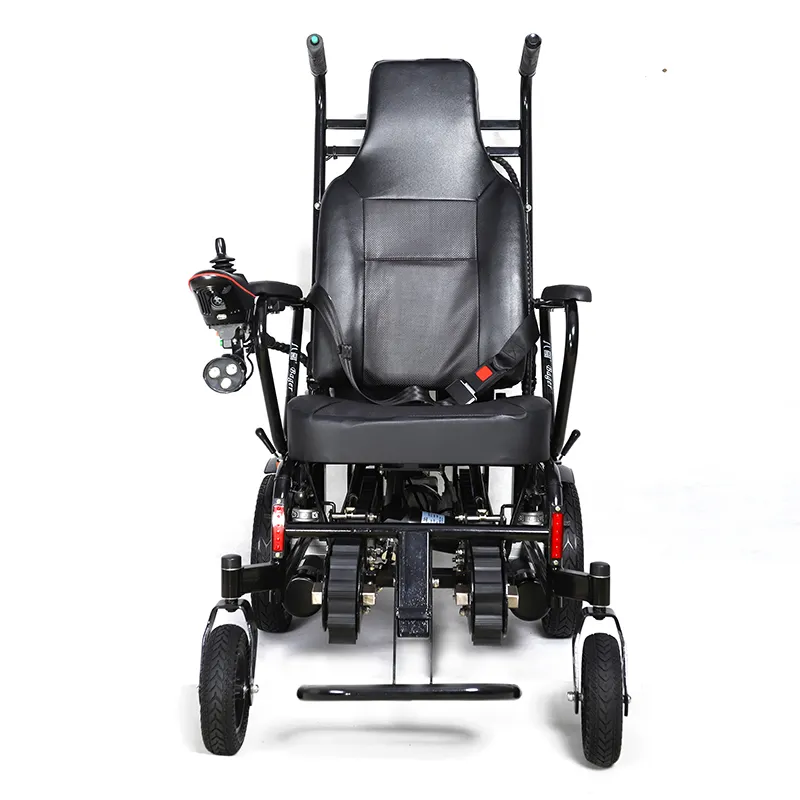 Schienale alto a spinta manuale tipo anziani scala pesante arrampicata sedia a rotelle elettrica disabili sedia a rotelle elettrica pieghevole portatile