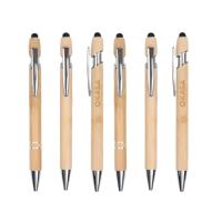 Stylo en bambou écologique 2 en 1 avec tête de stylet Coffret cadeau écologique avec stylos imprimés et gravés avec logo personnalisé Stylet en bambou