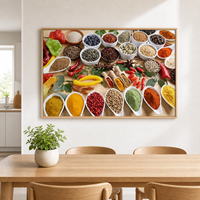 Décoration Murale en Verre et Aluminium sur le Thème des Épices de Cuisine, Tableau Culinaire pour Restaurant, Café, Salle à Manger, Intérieurs Modernes
