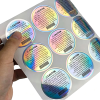 Autocollant holographique transparent rond en vinyle PET A4 avec logo code-barres argenté imprimé, à gratter, pour bougies et artisanat