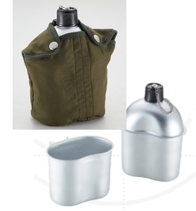 DFM1102 Gourde en aluminium métallique portable de 0,86 L pour le camping et le travail en extérieur, personnalisée, avec tasses et sacs de protection en tissu - Product Image 1