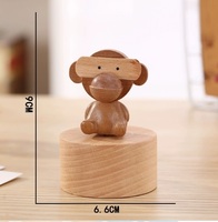 Boîte à musique en bois personnalisée de haute qualité avec chanson d'animaux, mini ronde, avec manivelle et fonction rotative, pour la décoration de la maison ou les cadeaux