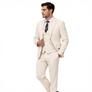Costume formel 3 pièces WARPRO INDUSTRY pour homme, coupe ajustée, blazer, gilet et pantalon, idéal pour mariage, marié, affaires, soirée, gentleman, 100% coton - Product Image 2