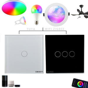 KLASS 듀얼 컨트롤 알렉사 스마트 홈 싱글 폴 벽 스위치 WiFi 지그비 터치 글래스 실내 240V 10A 스마트 라이프 1-4 갱 신제품 - Product Image 1