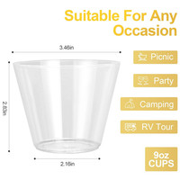 Verre à champagne en or rose personnalisé de 9oz en plastique transparent à bordure jetable à paroi unique pour fête et mariage