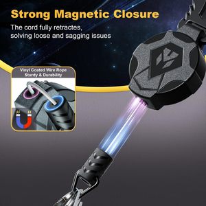 Portachiavi Retrattile con Moschettone Resistente, Porta Badge con Chiusura Magnetica, Avvolgitore per Badge ID da Uomo con Cavo Retrattile in Acciaio - Product Image 3