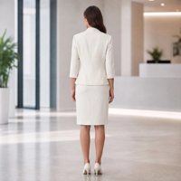 Ensemble de tailleur de bureau ivoire pour femme, ensemble de tailleur professionnel deux pièces pour femme