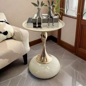 Mesa Auxiliar de Metal de Lujo Ligero para Sala de Estar, Estilo Italiano, de Alta Gama, Simple, Pequeña, para Café, Mesa de Noche, Móvil - Product Image 4