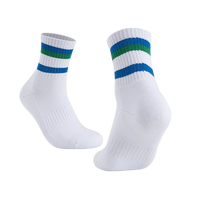 Chaussettes de sport athlétiques en coton respirant à rayures colorées, élastiques et rembourrées, pour jeunes sportifs, vente en gros, personnalisables OEM