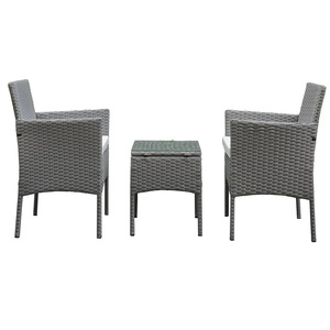 ชุดเครื่องจักสานธรรมชาติ3ชิ้นชุดบิสโทรโครงสร้างเหล็กแบบคว่ำชุดเก้าอี้หลังสูงและโต๊ะลานชุดเก้าอี้บิสโทร - Product Image 6