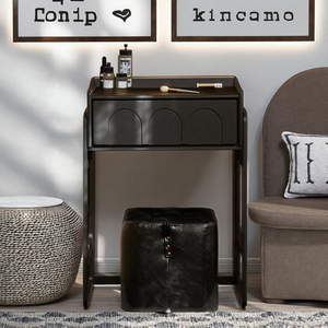 Coiffeuse en <span class=keywords><strong>bois</strong></span> massif de style mi-ancien Armoire à seau intégrée à la lumière de luxe <span class=keywords><strong>Baie</strong></span> <span class=keywords><strong>vitrée</strong></span> pour petites vanités de maquillage - Product Image 4