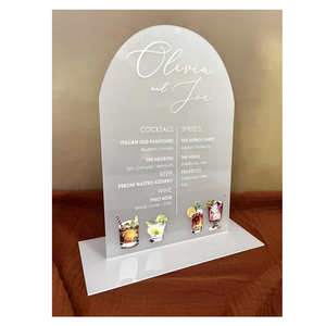 Personalizado 3mm acrílico duro blanco boda Bar signo boda Bar menú firma bebidas con soporte de número de mesa - Product Image 1