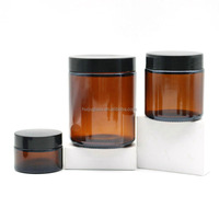 Récipient de bougie en verre de cire de soja vide 8oz 250ml 12oz pot de bougie en verre ambré à large bouche avec couvercle en métal doré à vis