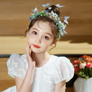 Nuovo Arrivo: Tiara con Farfalle, Fiori, Perle e Foglie per Bambine, Cerchietto per Capelli da Sposa, Accessori per Acconciature - Product Image 4