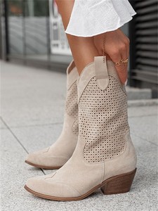 Nuovi Arrivi Invernali: Stivali da <span class=keywords><strong>Donna</strong></span> alla Moda con Tacco Medio e Bordi in Pelliccia - Product Image 4