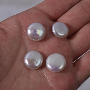 Perles de culture d'eau douce naturelles blanches, perles baroques à bouton, à forte brillance unilatérale, pour la fabrication de bijoux en gros - Product Image 3