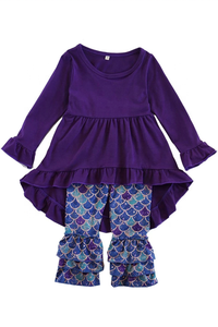 automne hiver couleur unie tunique avec imprimé à volants leggings <span class=keywords><strong>pour</strong></span> bébé filles vêtements décontractés vêtements - Product Image 3