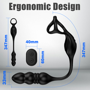 Anillos para el Pene con Modos de Empuje y Vibración, Vibrador con Control Remoto, Masajeador de Próstata, Juguetes Sexuales Anales para Hombres - Product Image 4