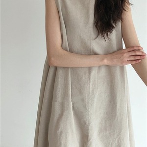 <span class=keywords><strong>Robe</strong></span> d'été décontractée ample sans manches en lin et coton respirant pour femme, avec logo personnalisé, fabrication OEM/ODM, faible MOQ, en stock - Product Image 2