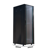 SYNSTRO Armoire Réseau 19 pouces 600*800, Rack Serveur sur Pied en Verre Trempé IP20 12/16/20/24/28/32/38/42U pour Données et Optique