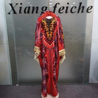Nouvelle Robe de Soirée Élégante et Tendance pour l'Été 2026, Style Ethnique Boubou, avec Foulard, Grande Taille pour Femme, Imprimé Diamant, en Coton, Style Africain