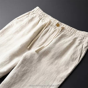 <span class=keywords><strong>Pantaloni</strong></span> a fondo Casual personalizzati <span class=keywords><strong>Slim</strong></span> Fit <span class=keywords><strong>pantaloni</strong></span> di <span class=keywords><strong>lino</strong></span> di cotone traspirante per gli uomini - Product Image 4