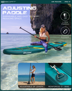 Tabla de Paddle Surf Inflable de 34'' de Ancho, Material Drop Stitch, para Pesca y Surf, AI02, Juegos Acuáticos - Product Image 6