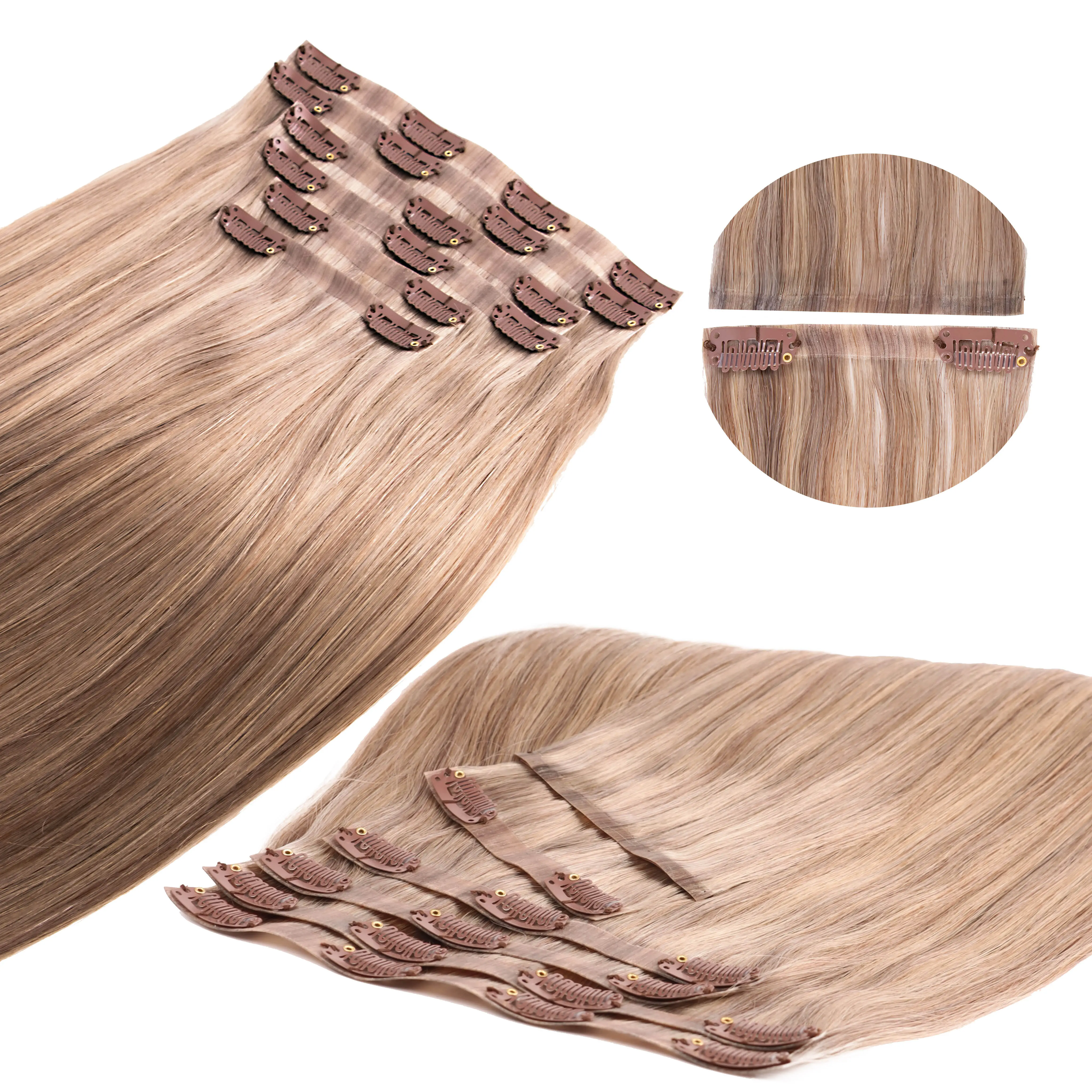 Real European Clip in Hair Extens Colored Double Drawn remy hair extensions 160g 100 human hair clip ins