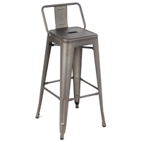Tabouret métallique industriel d'extérieur avec dossier, chaise haute unique pour café, table et chaises Tolix