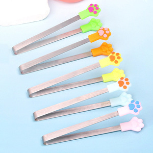 Pince à glace créative en silicone en forme de patte de chat, mini-pince alimentaire en acier inoxydable pour cubes de sucre, fruits et légumes - Product Image 1