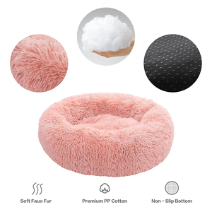 Muestra Gratuita de Proveedores de Camas para Mascotas, Cama para Perros Tipo Donut Súper Suave, Rosa, de Felpa Larga, Redonda y Esponjosa, Nido para Gatos, Refugio para Mascotas, Cama para Cachorros - Product Image 5