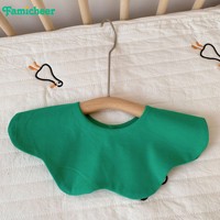 Bib bayi rajutan katun pewarna pigmen solid grosir, bentuk bunga bulat, untuk segala musim, cocok untuk perjalanan kota jarak dekat