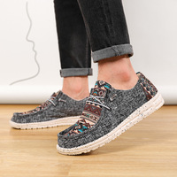 Chaussures bateau en toile patchwork pour hommes grandes tailles, élastiques, à enfiler, plates, pour la plage, la randonnée et la marche, support OEM ODM, vente en gros