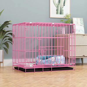 Gran oferta, jaula de Metal para perros de doble puerta de alta calidad, jaula plegable fuerte para perros de alambre, valla portátil con patrón de animales, caja de plástico de hierro - Product Image 4