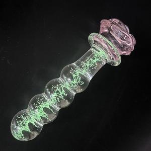 Glazen realistische <span class=keywords><strong>dildo</strong></span> roos bloem anale plug volwassen seksuele plezier speelgoed - Product Image 2