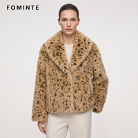 Veste en fausse fourrure imprimé léopard, manteau d'hiver chaud et doux en peluche, motif tacheté, col large, vêtement d'extérieur décontracté et tendance, vente en gros
