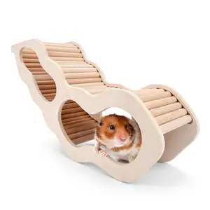 Secret Peep Tunnel tangga panjat pondok untuk tikus Hamster atau rumah Hamster kayu hewan peliharaan berukuran sama