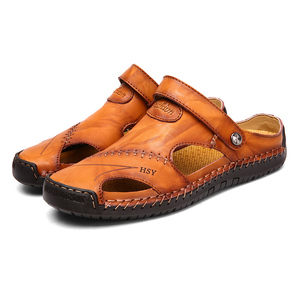 High Quality Plus Size Men's Casual Sandals Breathable Slip-On Leather <b>Beach</b> <b>Shoes</b> Flat Outdoor Summer Winter <b>Beach</b> Slippers - Product Image 1