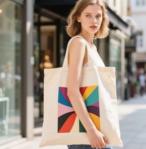 Vente en gros de sac fourre-tout en toile de coton imprimé réutilisable à la mode de haute qualité sac à provisions - Product Image 2