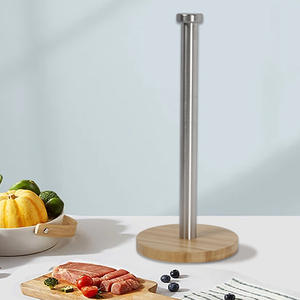 Portarrollos <span class=keywords><strong>de</strong></span> papel <span class=keywords><strong>de</strong></span> acero inoxidable para cocina casera con cubierta <span class=keywords><strong>de</strong></span> madera, estante <span class=keywords><strong>de</strong></span> almacenamiento <span class=keywords><strong>de</strong></span> papel en rollo, uso para maceta para almacenamiento <span class=keywords><strong>de</strong></span> baño en casa - Product Image 1