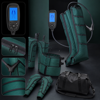 Masseur de jambes rechargeable, système de compression d'air pour la récupération des jambes, des hanches et des bras, avec contrôleur LCD, 4 modes, 3 techniques, vert