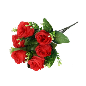 SAISON <span class=keywords><strong>Pas</strong></span> <span class=keywords><strong>Cher</strong></span> Prix 27CM Rose Bush Soie Artificielle Mariage En Gros Roses Artificielles Rose Chaud Roses Fleurs - Product Image 1